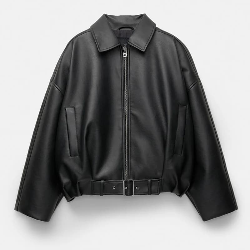 Veste en cuir tendance pour femme, blouson bomber vintage en similicuir, fermeture éclair unie, col 
