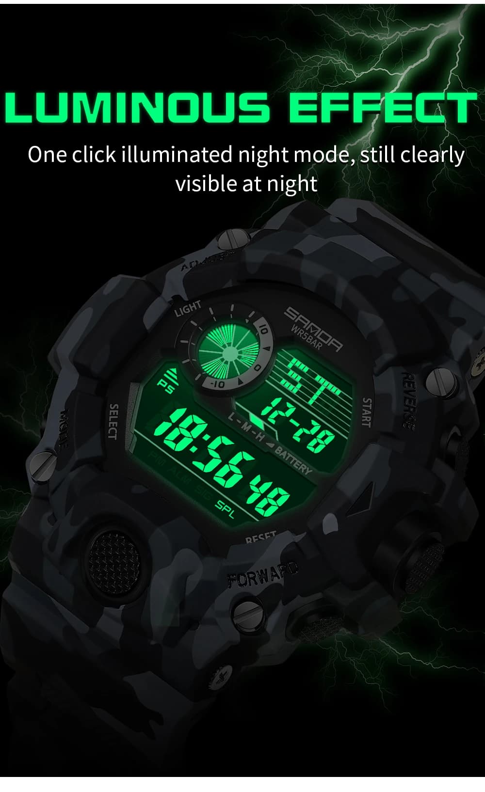 Mode SANDA 2183 hommes Camouflage militaire multi fonctionnel étanche jour veilleuse calendrier homm