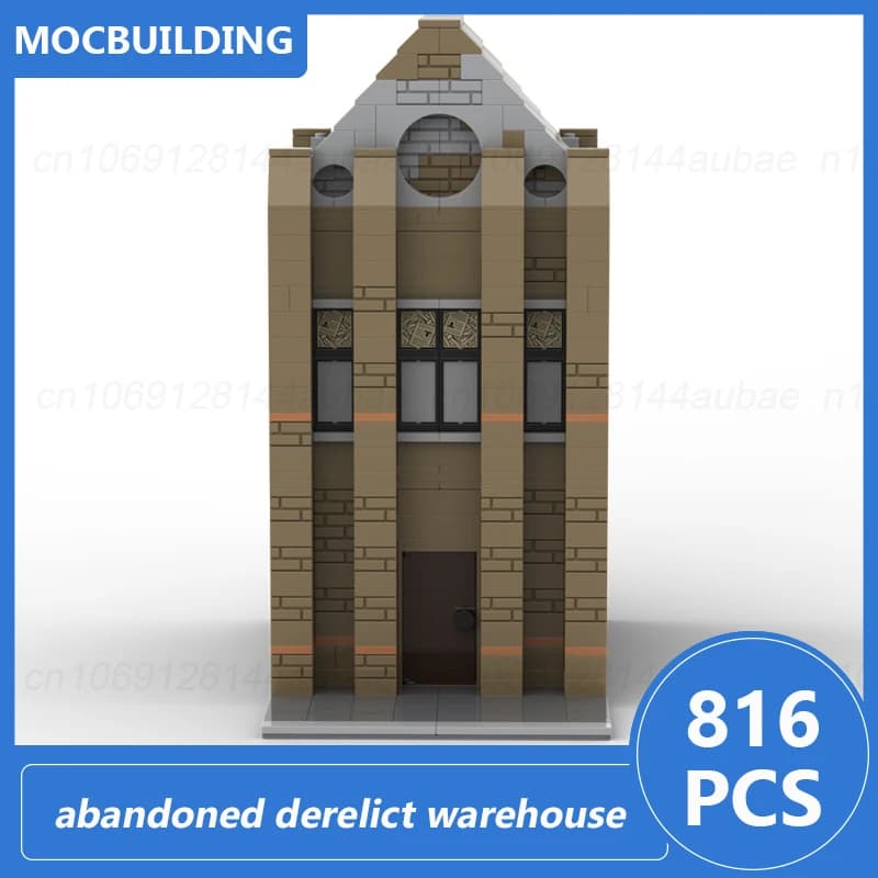 Tours inclinées, tour d'horloge ou gratte-ciel blanc bon marché ou Derelict abandonné, entrepôt modu