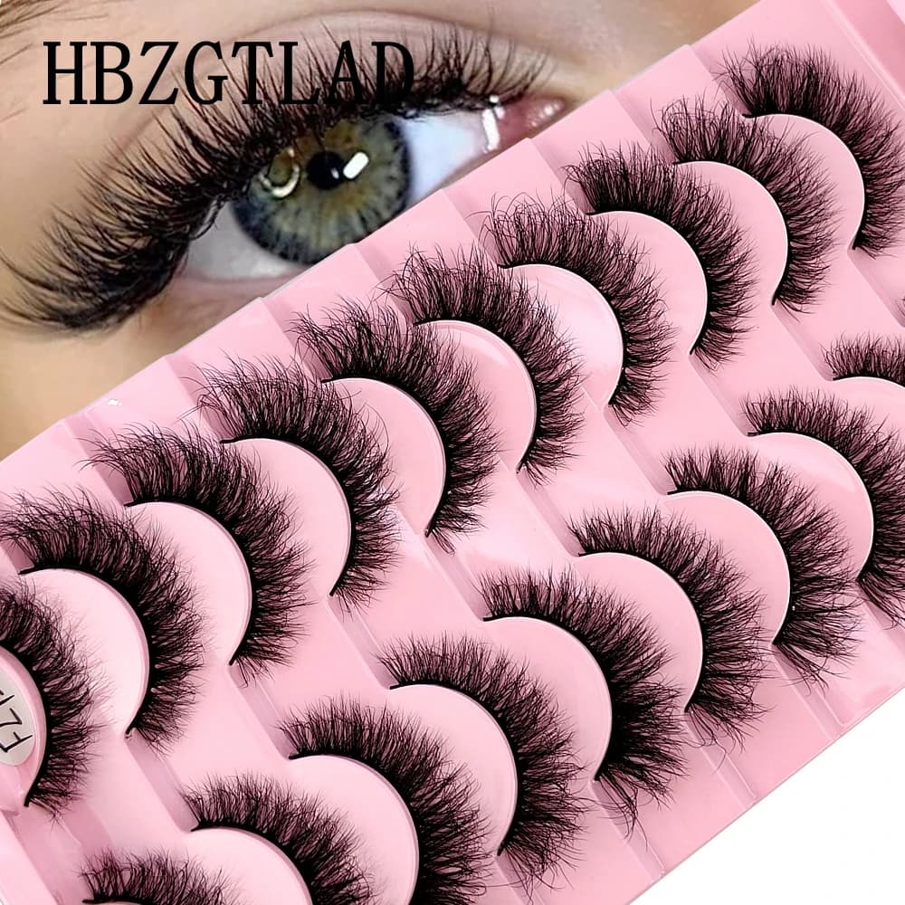 Faux-cils 3D en faux vison, 10 paires, faits à la main, naturels, nude, maquillage, imitation, crois