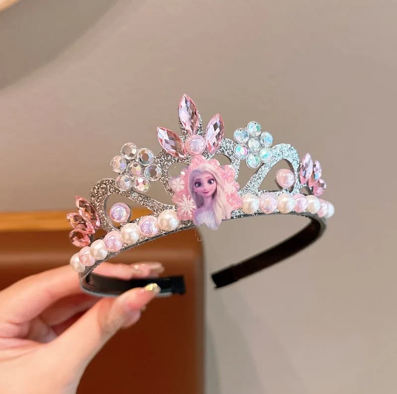 Bandeau couronne scintillante bleue Elsa Disney la reine des neiges avec perles, accessoire pour che