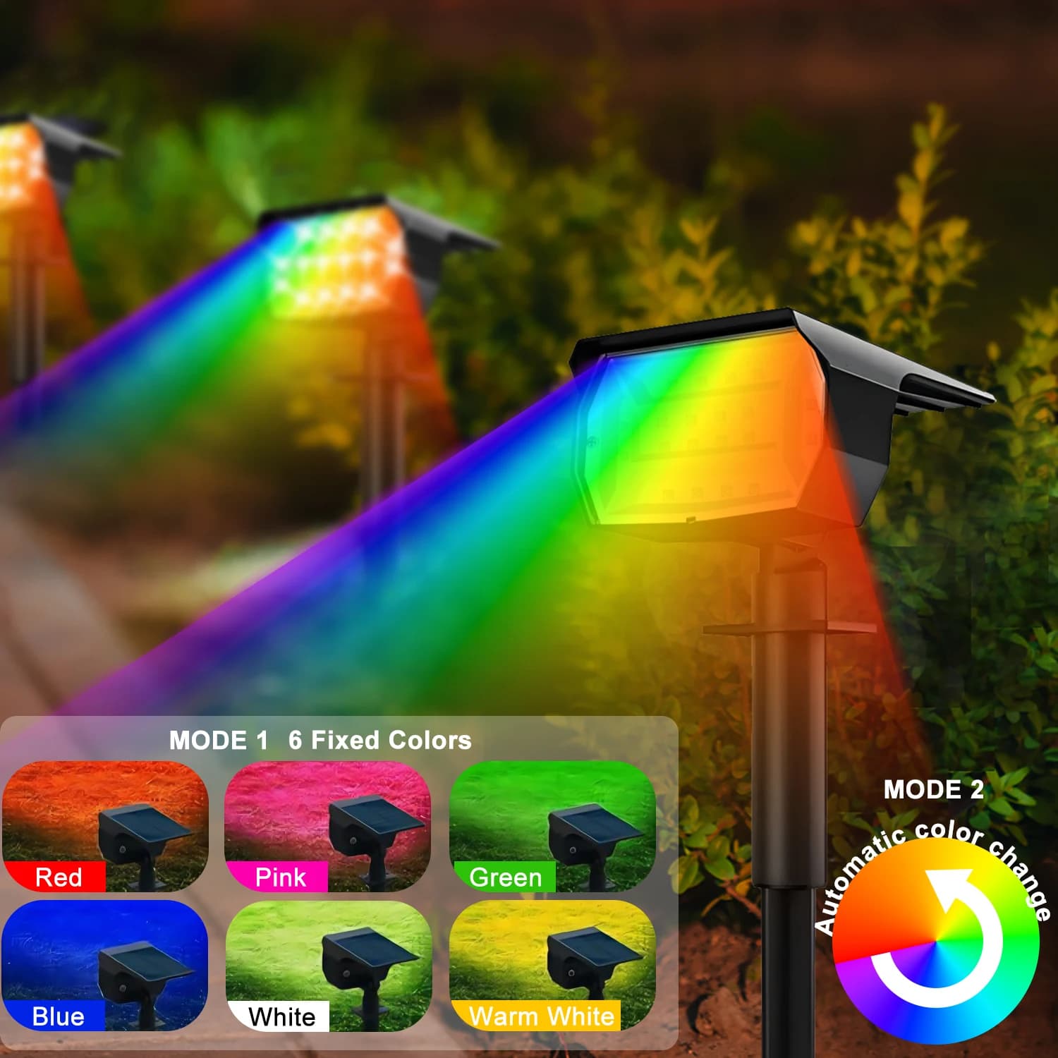 1/2/4 pièces Spot solaire 68/72 LED jardin extérieur solaire paysage projecteurs étanche 3 Modes app