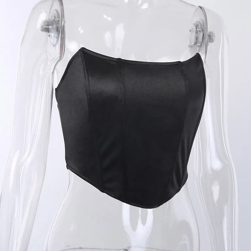 FibrOff-Corset sexy en velours pour femme, sous-vêtement féminin, bustier dos nu, couleur unie