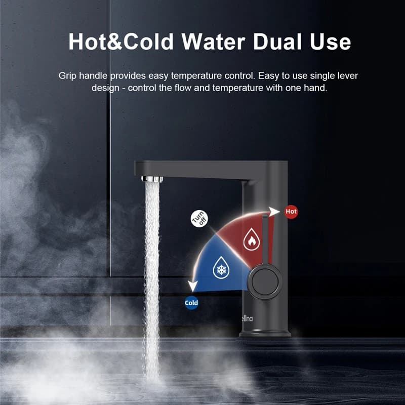 Briwellna chauffe-eau électrique robinet d'eau chaude 2 en 1 robinet de lavabo Geyser sans réservoir