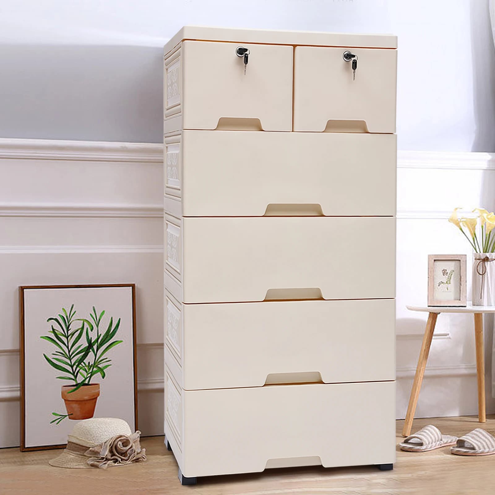 Armoire Tour de Table de Nuit pour Chambre à Coucher, Meuble de Rangement Amovible, Disponible en Be