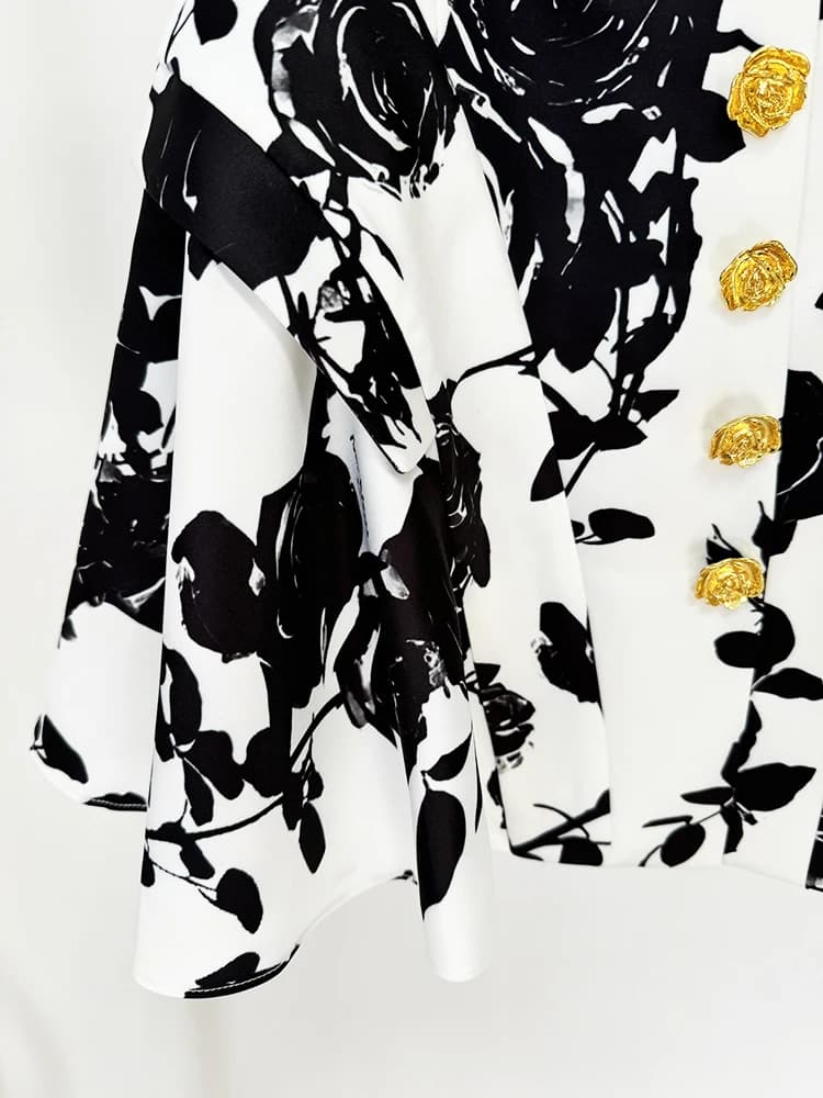 HIGH STREET Nouveauté 2026 Mini-jupe florale imprimée pour femme, style défilé de créateur, avec bou
