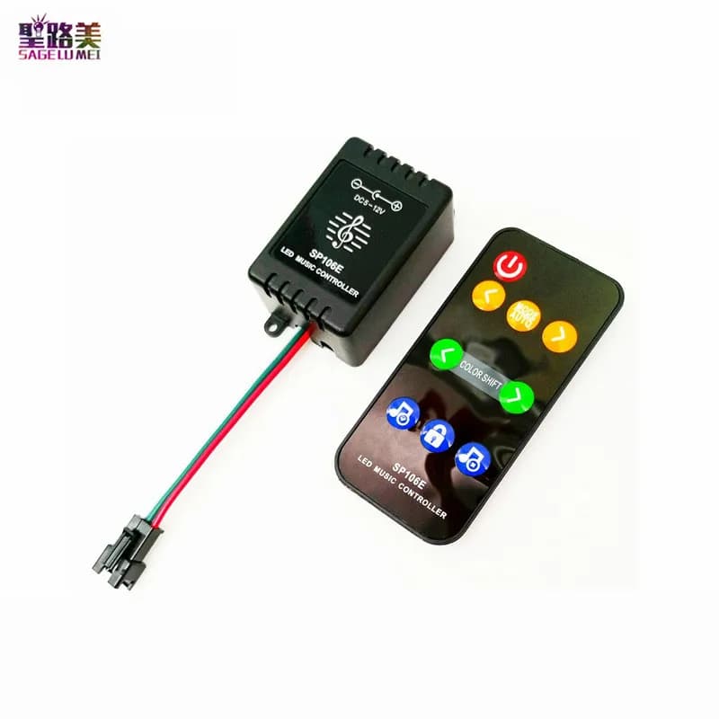 Contrôleur de musique SP106E DC 5V - 12V RF Pixel IC SPI, contrôleur LED couleur pour bande LED WS28