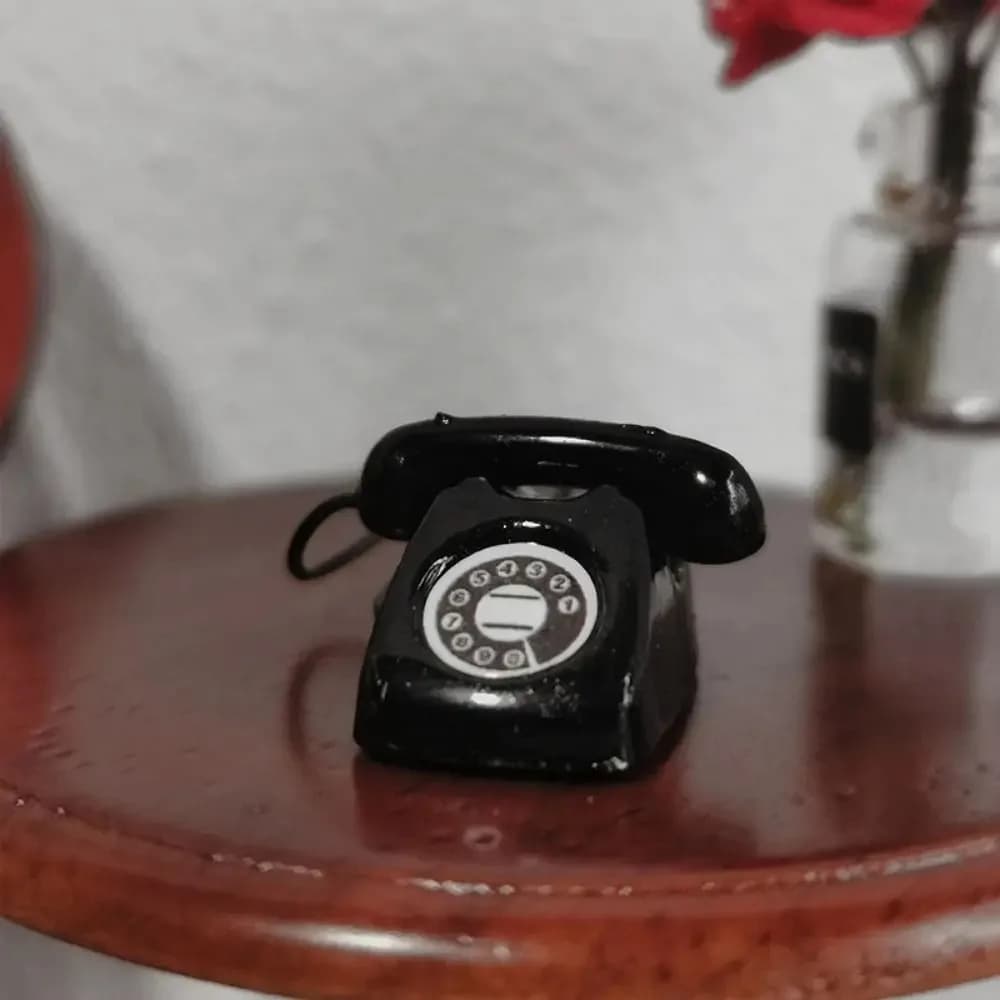 Mini téléphone fixe rétro 1:12 pour maison de poupée, Simulation Miniature, modèle de téléphone, meu