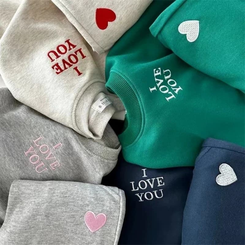 TZ2489 Style coréen printemps automne ensemble de vêtements pour enfants avec lettre coeur conceptio