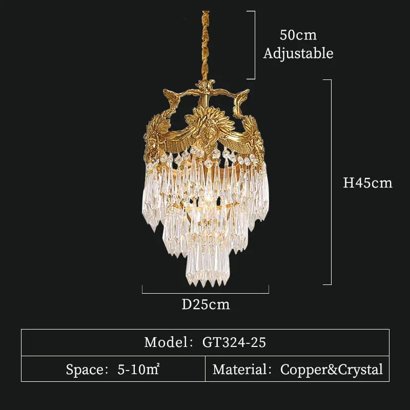 Lustre de restaurant en laiton de luxe, lumière pendante en cristal, Rocheads européen, français cla
