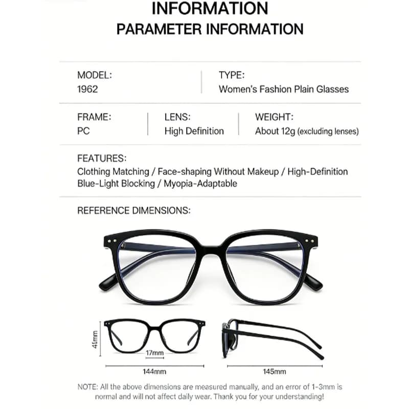 Montures de lunettes de style coréen, anti-lumière bleue, design amincissant, look naturel haut de g