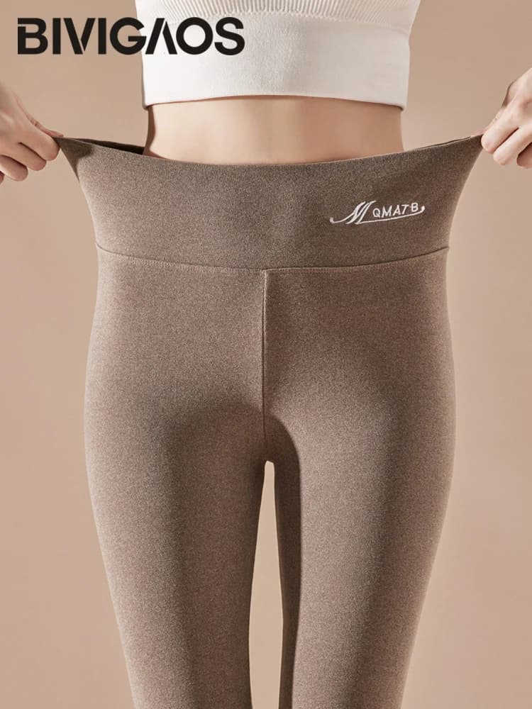 BIVIIncome OS-Leggings auto-chauffants taille haute brodés pour femmes, Caleçons longs thermiques, L