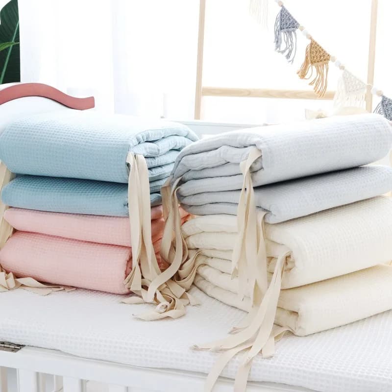 Ensemble de pare-chocs de berceau de bébé lavable en coton gaufré une pièce pour les nouveau-nés pou
