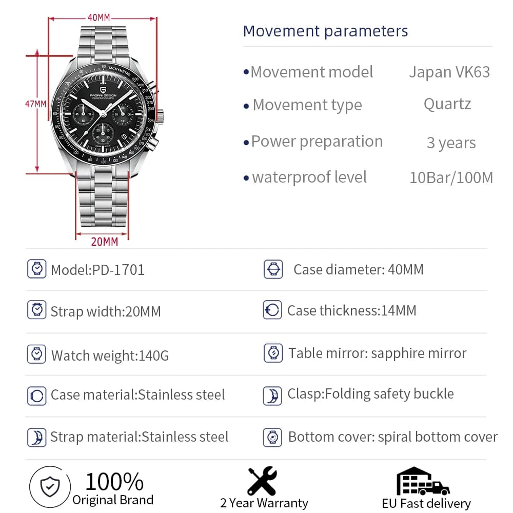 Montre pour homme PAGANI DESIGN 2026, nouvelle montre à quartz de luxe pour homme, date automatique,