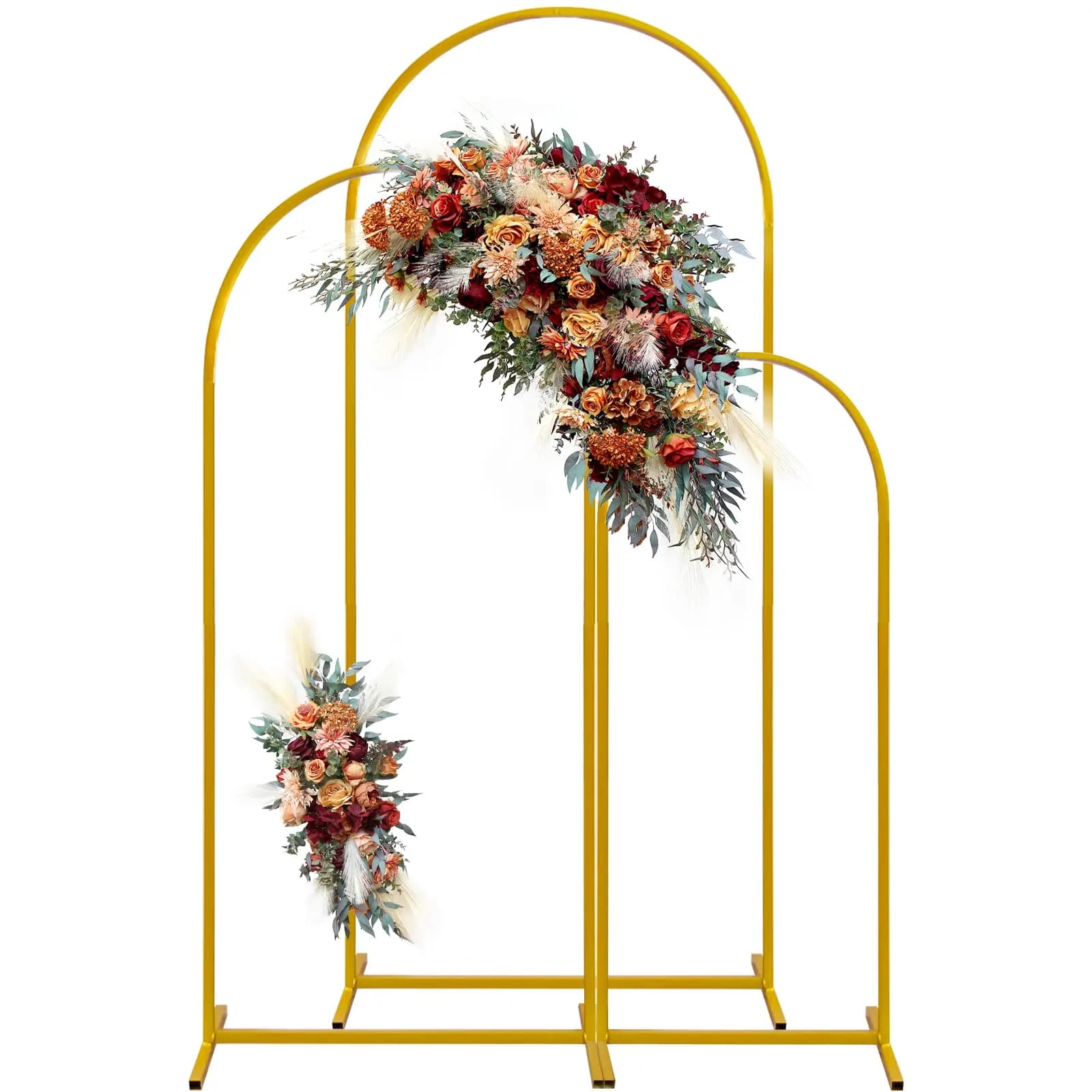 Support d'arrière-plan pour arc de mariage, ensemble de 3 supports d'arrière-plan en métal doré pour