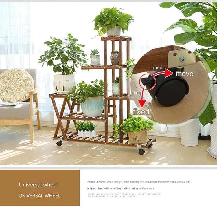 Support de fleurs de balcon en bois massif, support de plantes succulentes pour salon, support de bo