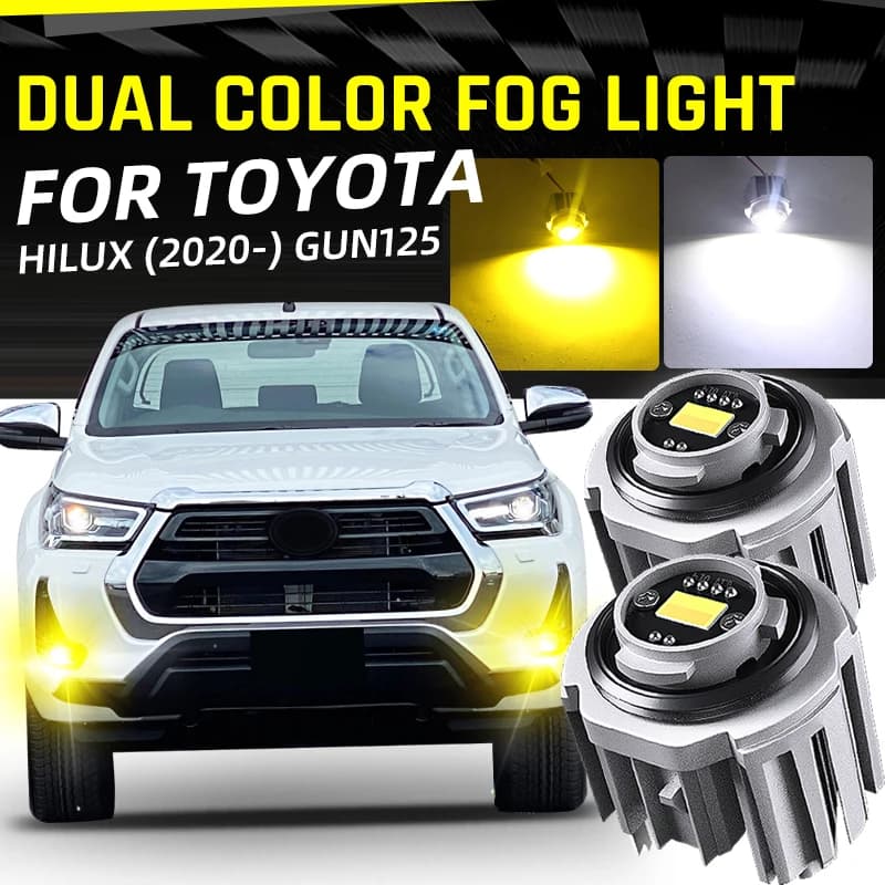 Ampoules LED antibrouillard pour voiture, 2 pièces, DRL, double couleur, blanc, jaune, avec ventilat
