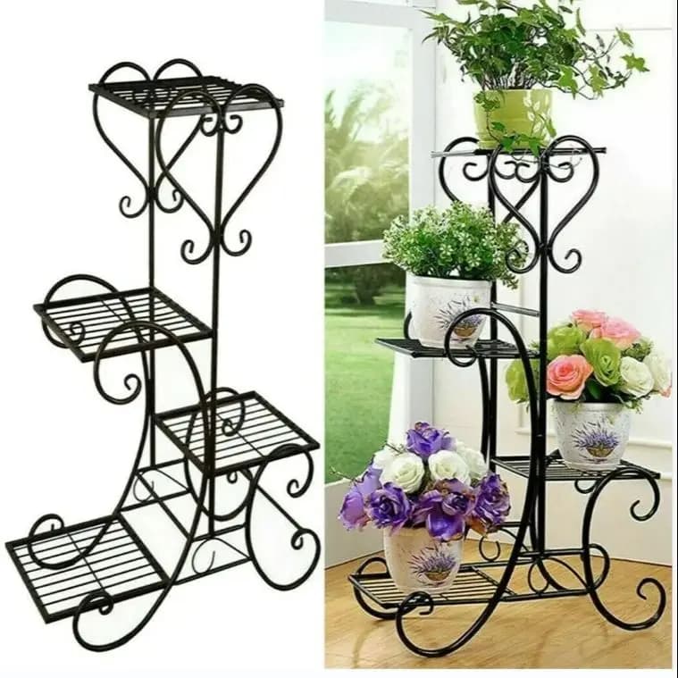 Support de plante en métal à 4 niveaux pour jardin intérieur et extérieur, présentoir de pot de fleu