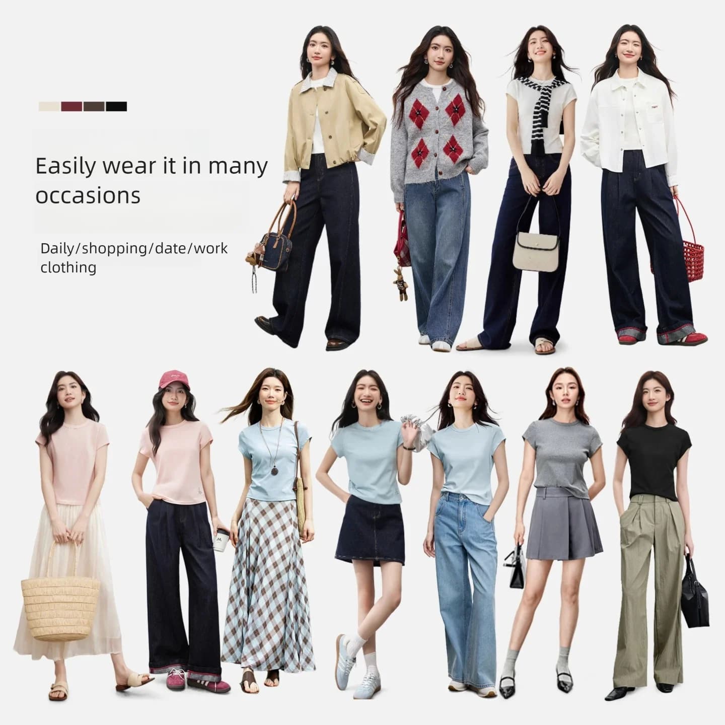 T-shirt à manches courtes pour femme SENTUBILA, collection Printemps-Été 2026, broderie tendance, tr