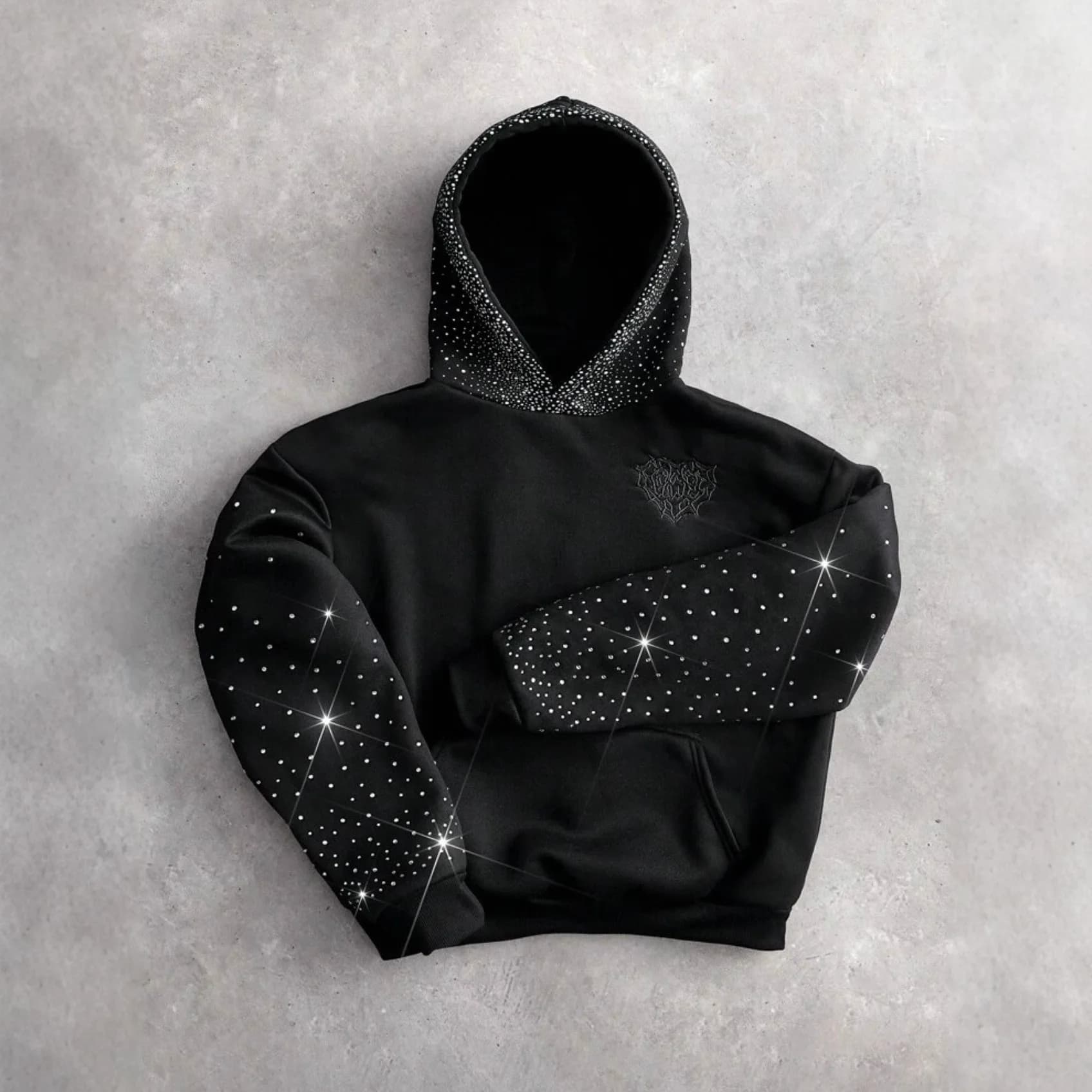 Pull tendance unisexe avec broderie d'amour, motif tridimensionnel et lettres imprimées en strass, s