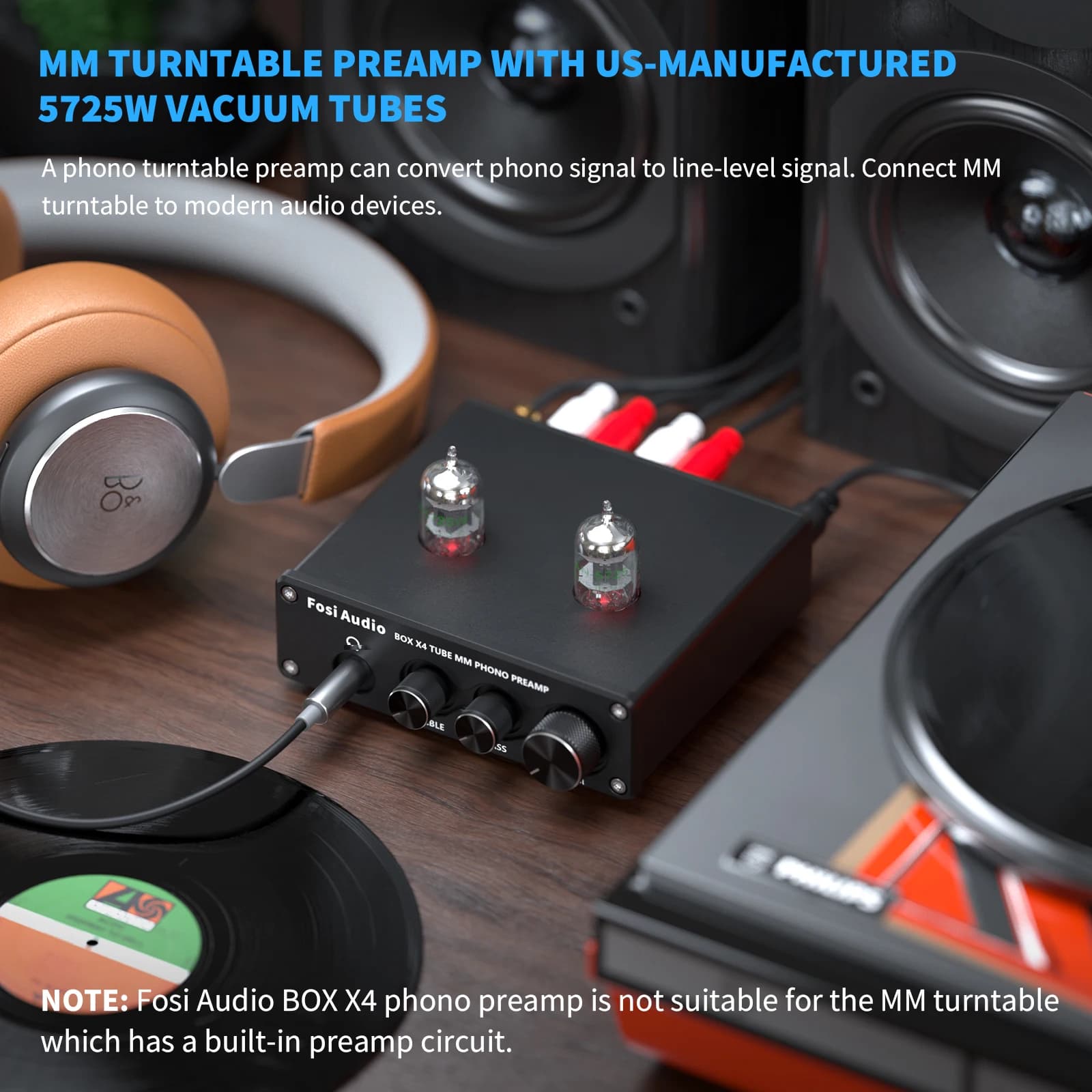 Préamplificateur Phono Fosi Audio pour Platine Phonographe avec Amplificateur à Tubes à Vide HiFi BO