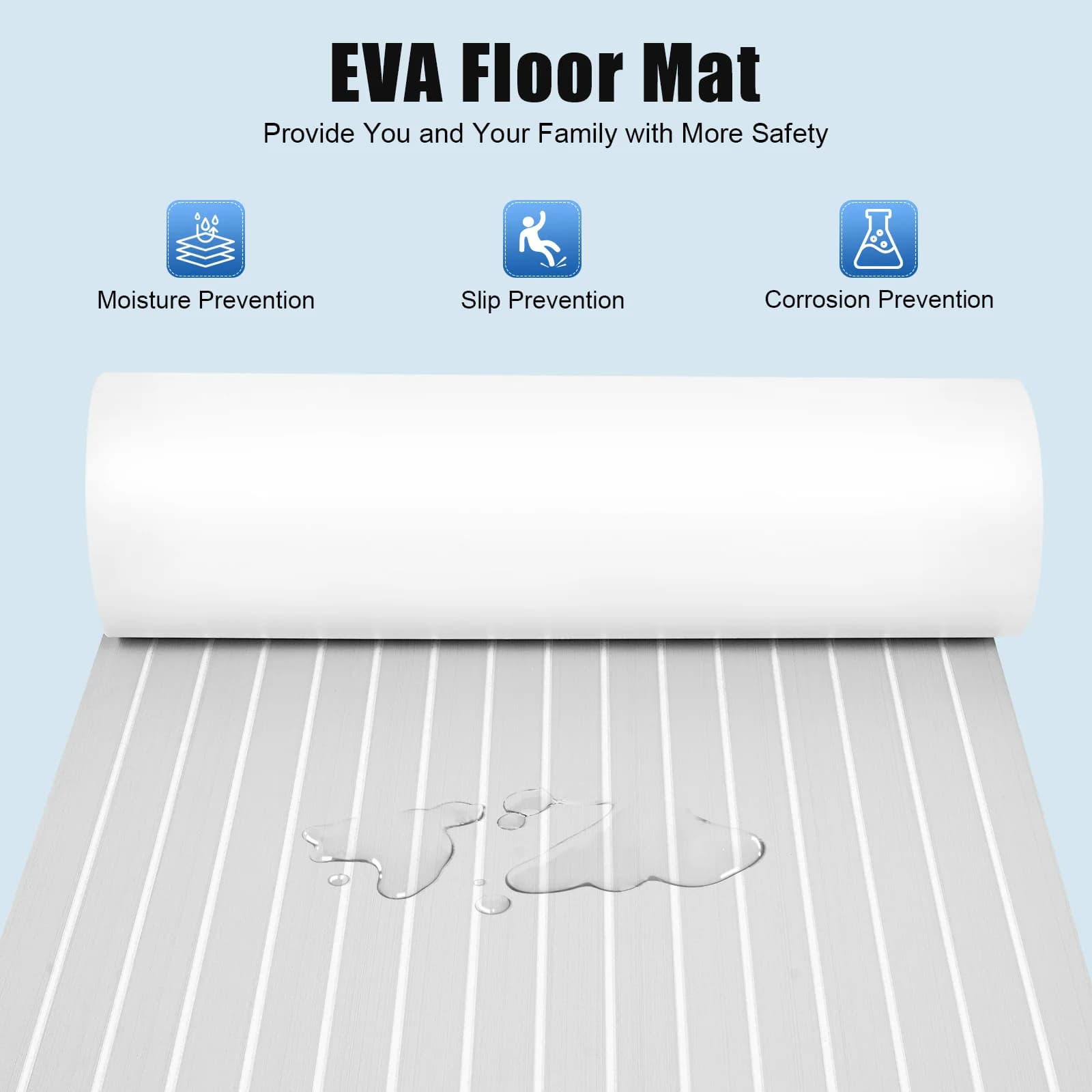 Tapis de sol antidérapant auto-adhésif EVA 6mm, 240x90cm, pour camping-car, Yacht, bateau, gris clai