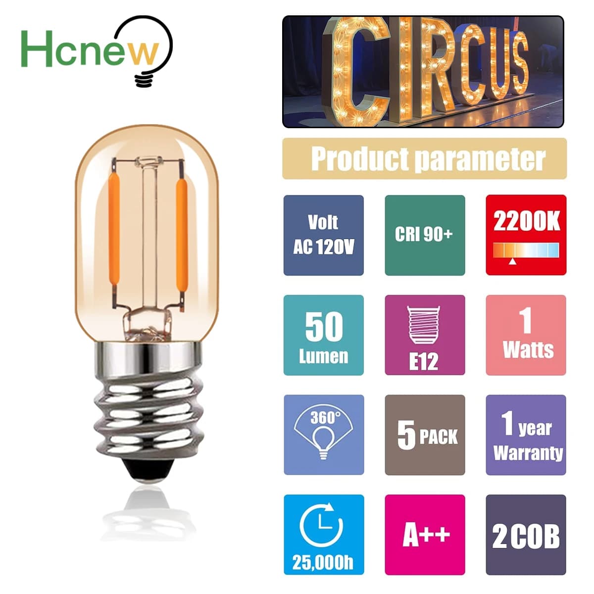 Ampoule LED vintage E14 T22 pour lampe à sel 1W 2200K, mini veilleuse en verre ambré, équivalent 10W