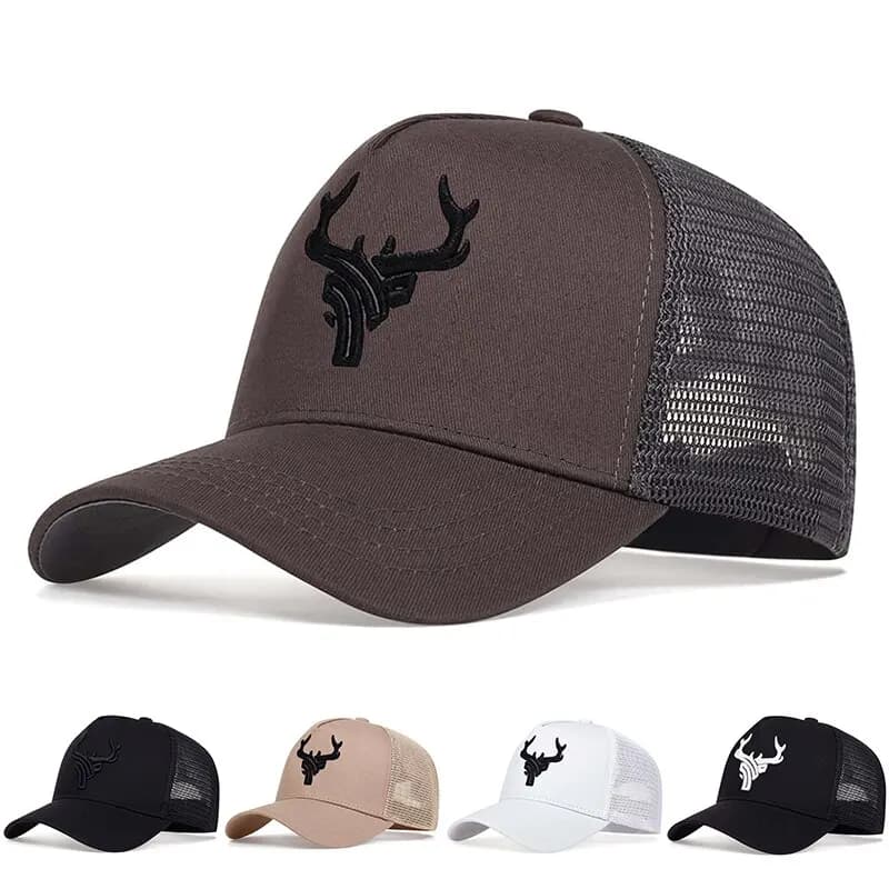 Casquettes unisexes en filet de baseball brodé bois d'animaux, chapeaux décontractés réglables, chap
