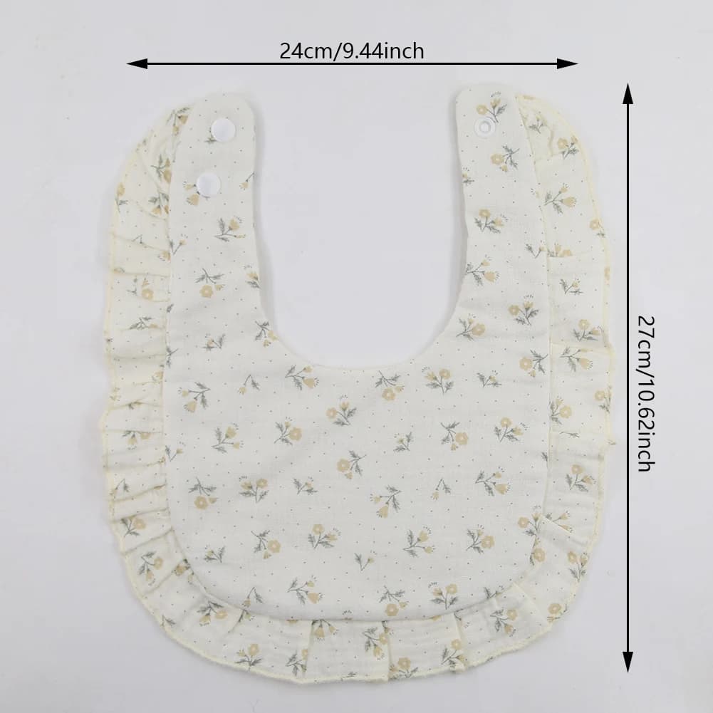 Bavoirs pour bébé imprimés de fleurs, serviette de salive réglable, bord à volants, mousseline de co