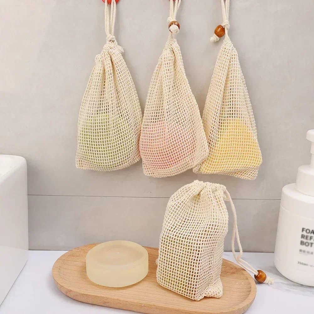 Filet moussant pour savon, sacs en maille, outils de lavage de bain, nettoyage du corps, aide à bull