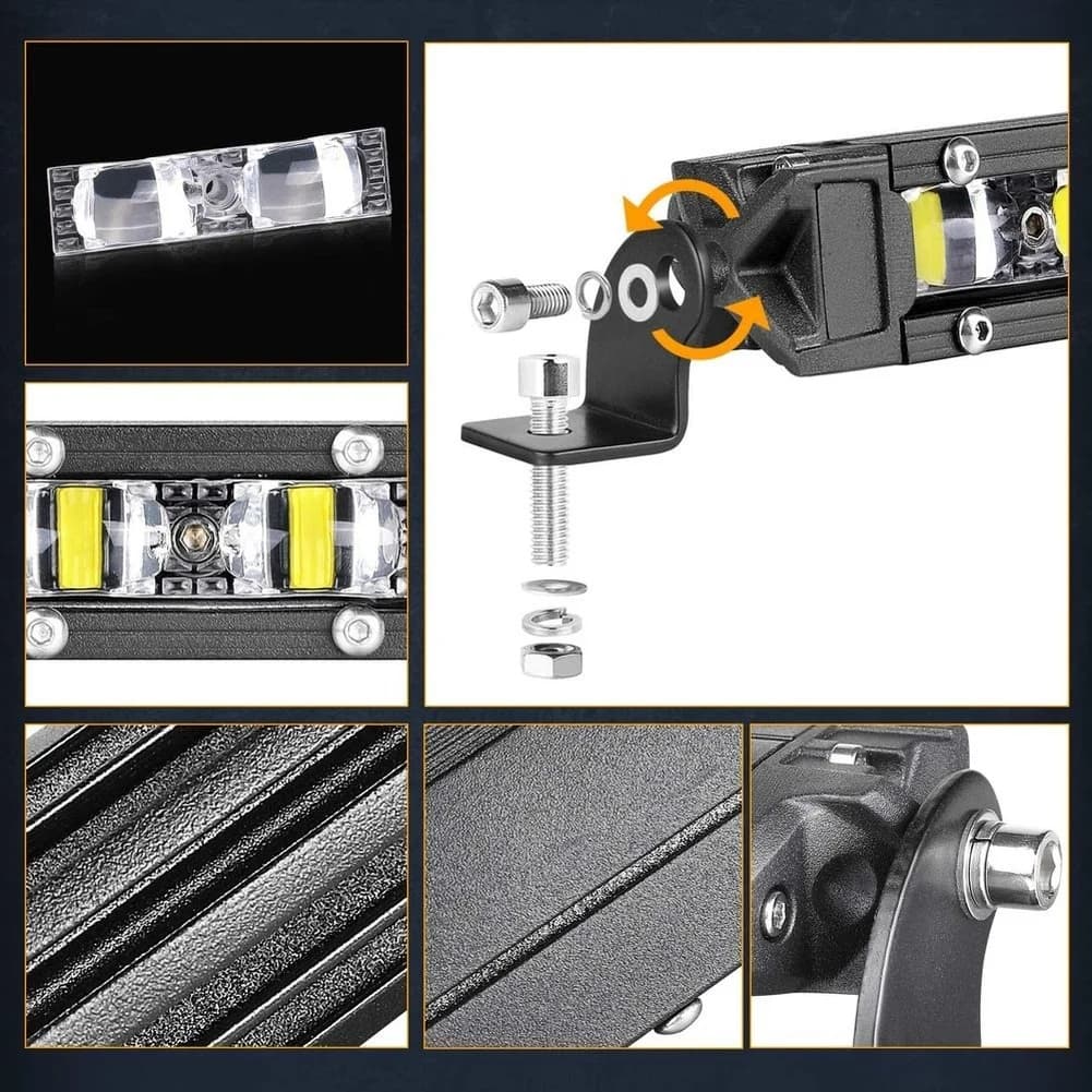 8D 8 "12V 24V projecteur barre lumineuse LED tout-terrain mince Barra LED barre lumineuse de travail