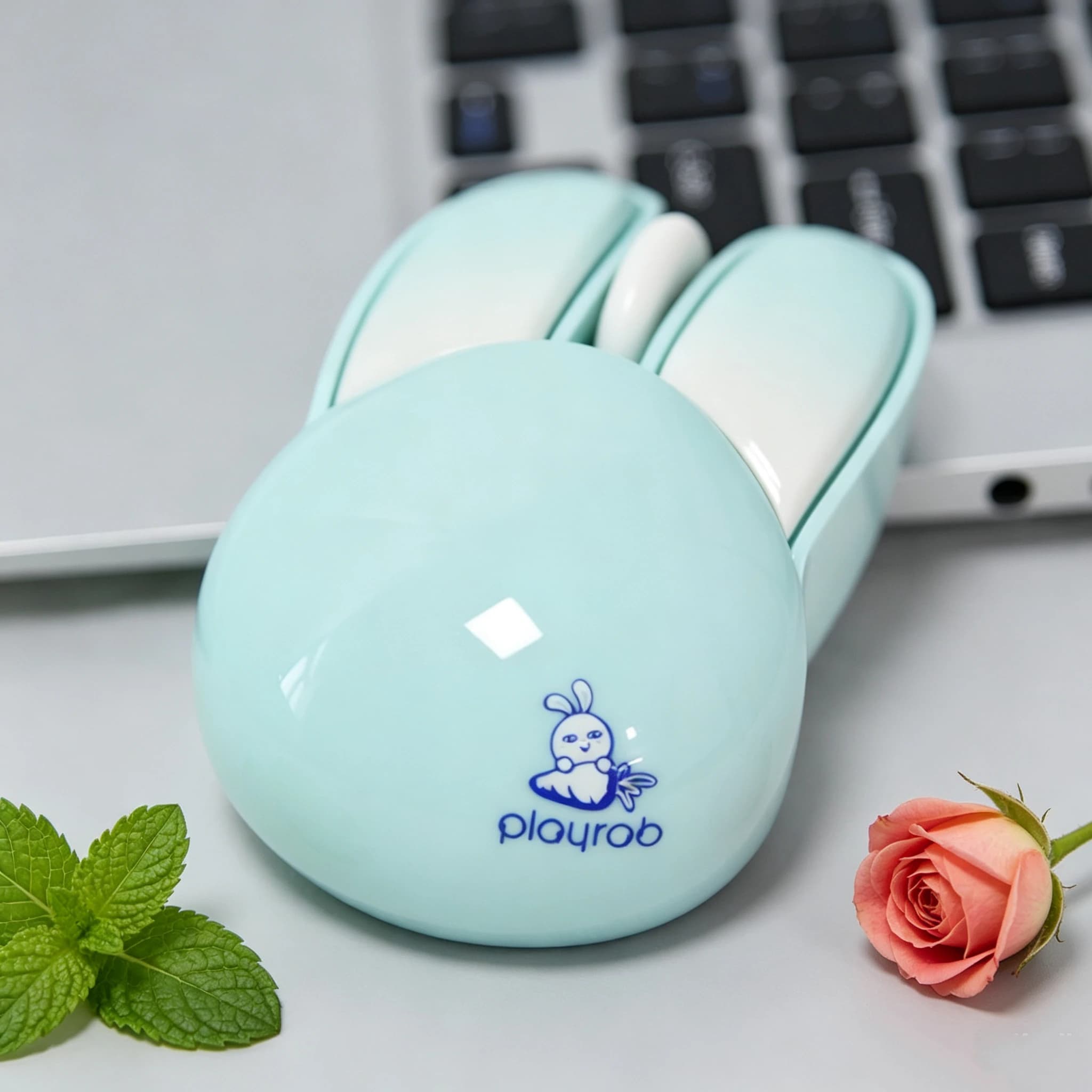 Souris optique sans fil double mode, design lapin de dessin animé Kawaii, clic silencieux, ergonomiq