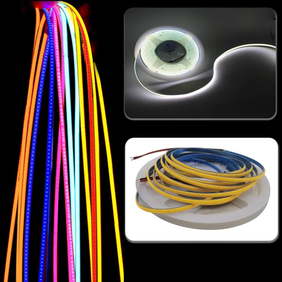 Bande lumineuse LED COB Ultra fine, 3mm, DC12V, 392 diodes/m, pour décoration de maison, voiture, br