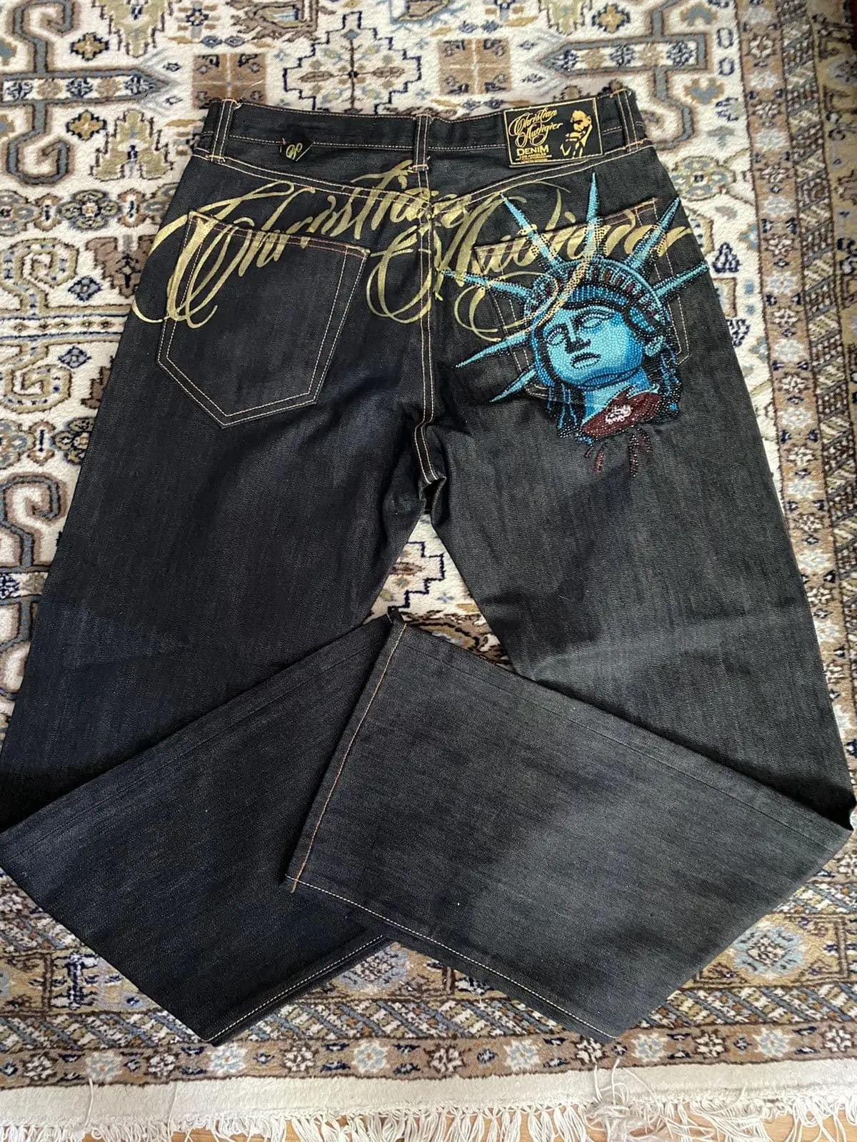 Vêtements pour femmes Harajuku Y2k années 2000, jeans vintage Statue de la Liberté, jeans décontract