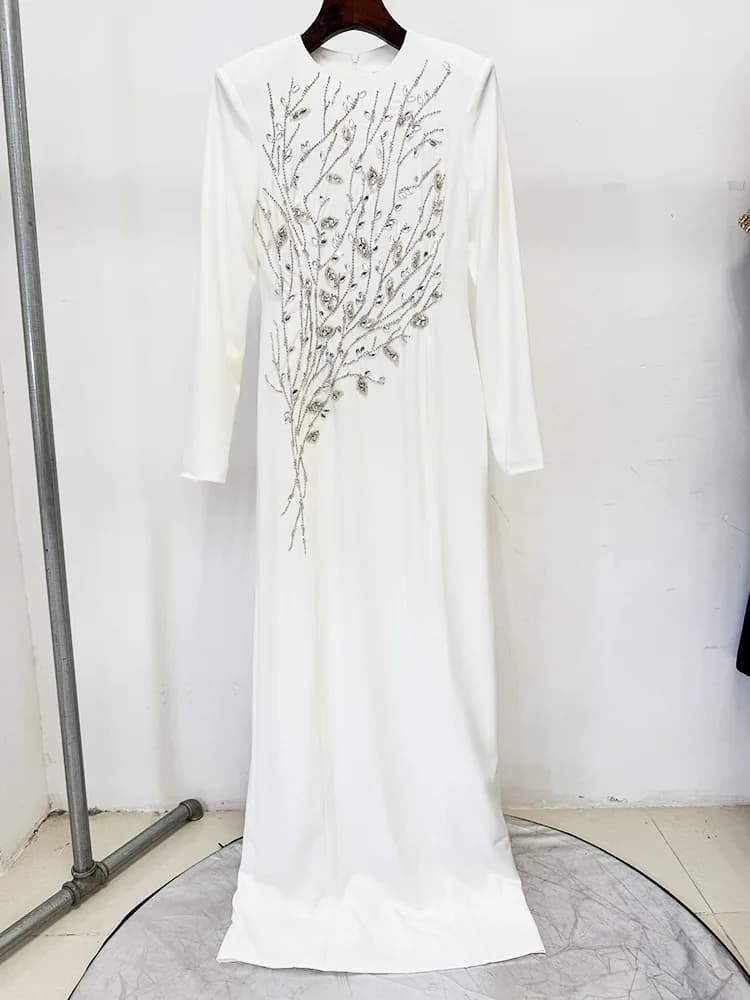 HIGH STREET Nouvelle Collection 2026 Robe Longue de Soirée Formelle pour Femme, Manches Longues, Orn