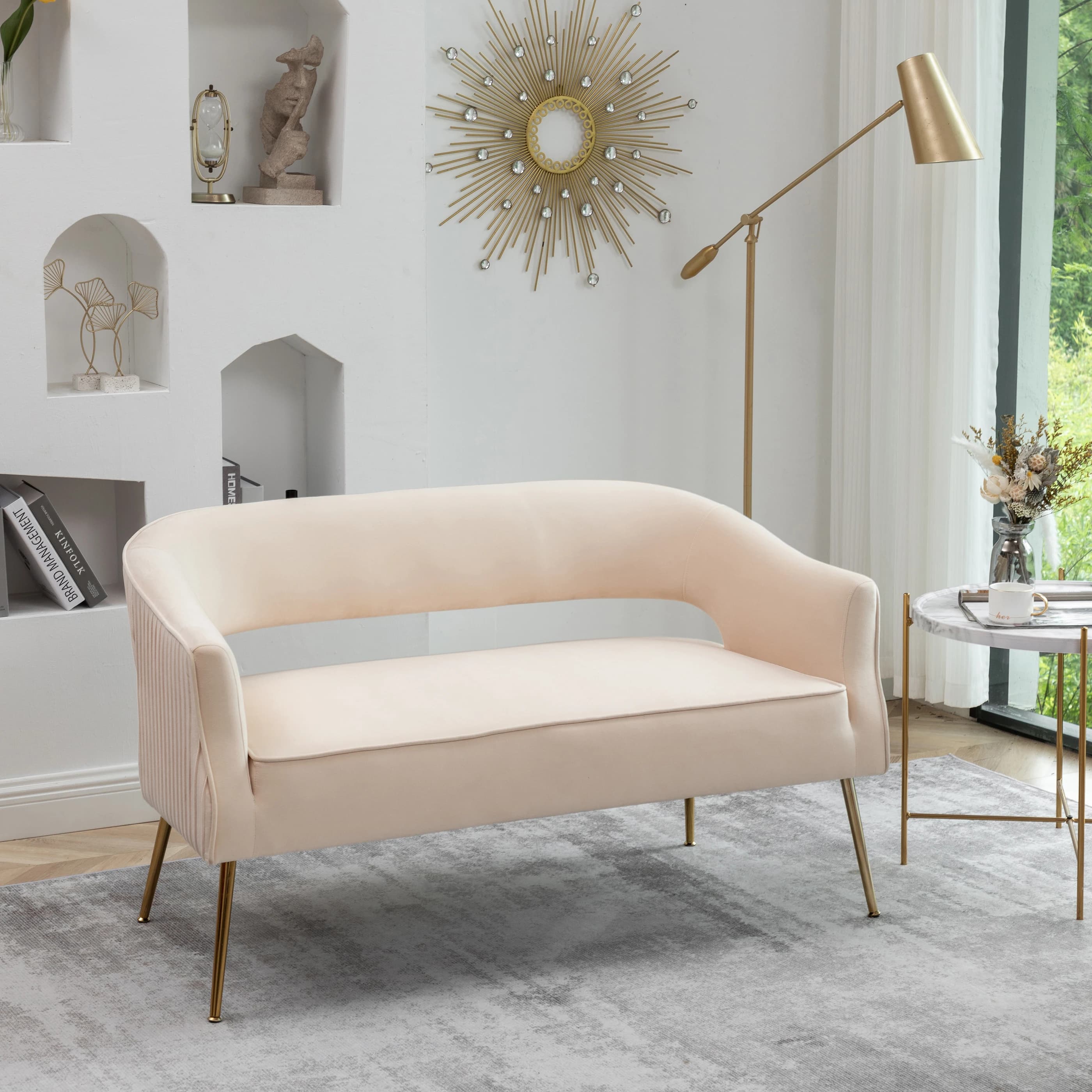 Causeuse touffetée en velours avec pieds en métal, canapés pour salon, canapé confortable, luxe abor