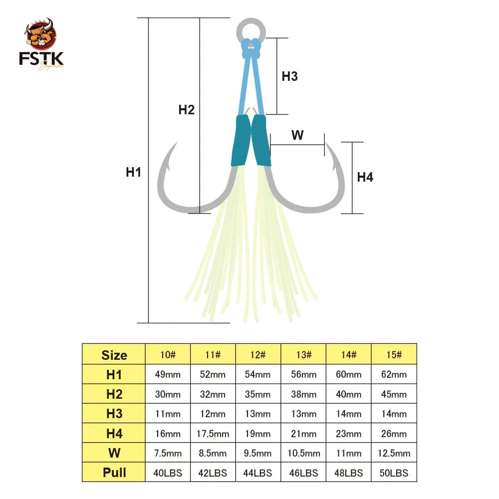 Crochet FSTK Jig en métal, crochet d'assistance à plumes lumineuses12 # 13 # 14 # Crochet en acier à