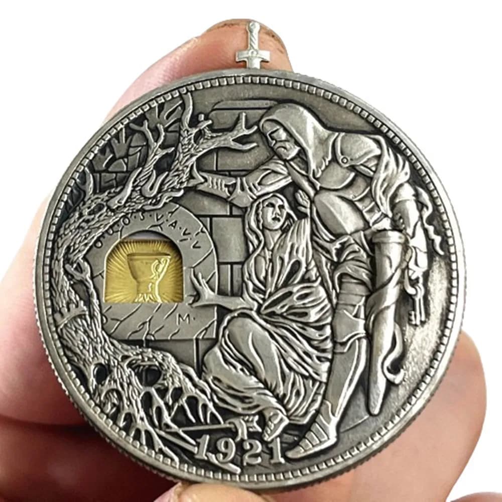 Mécanisme mobile, pièce de monnaie du Sainte Graal, Hobo en Nickel Morgan Dollar, booze romain, épée