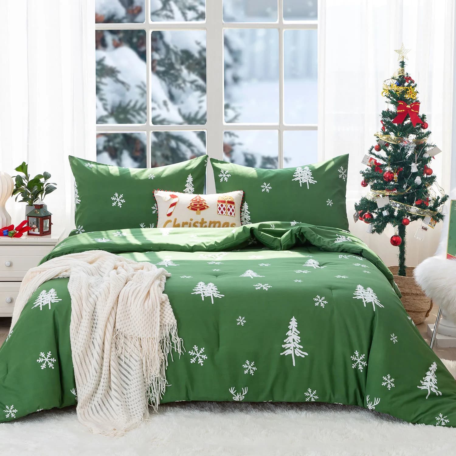 Couette de lit en polycoton doux taille Queen, ensemble de literie en duvet avec couvre-oreiller