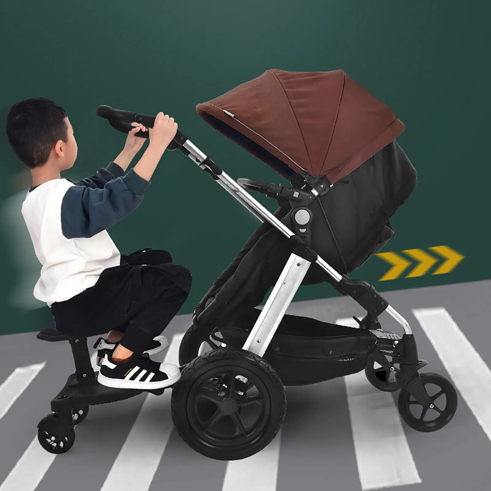 Poussette assise et sur pied, planche de poussette universelle 2 en 1 avec coussin confortable, régl