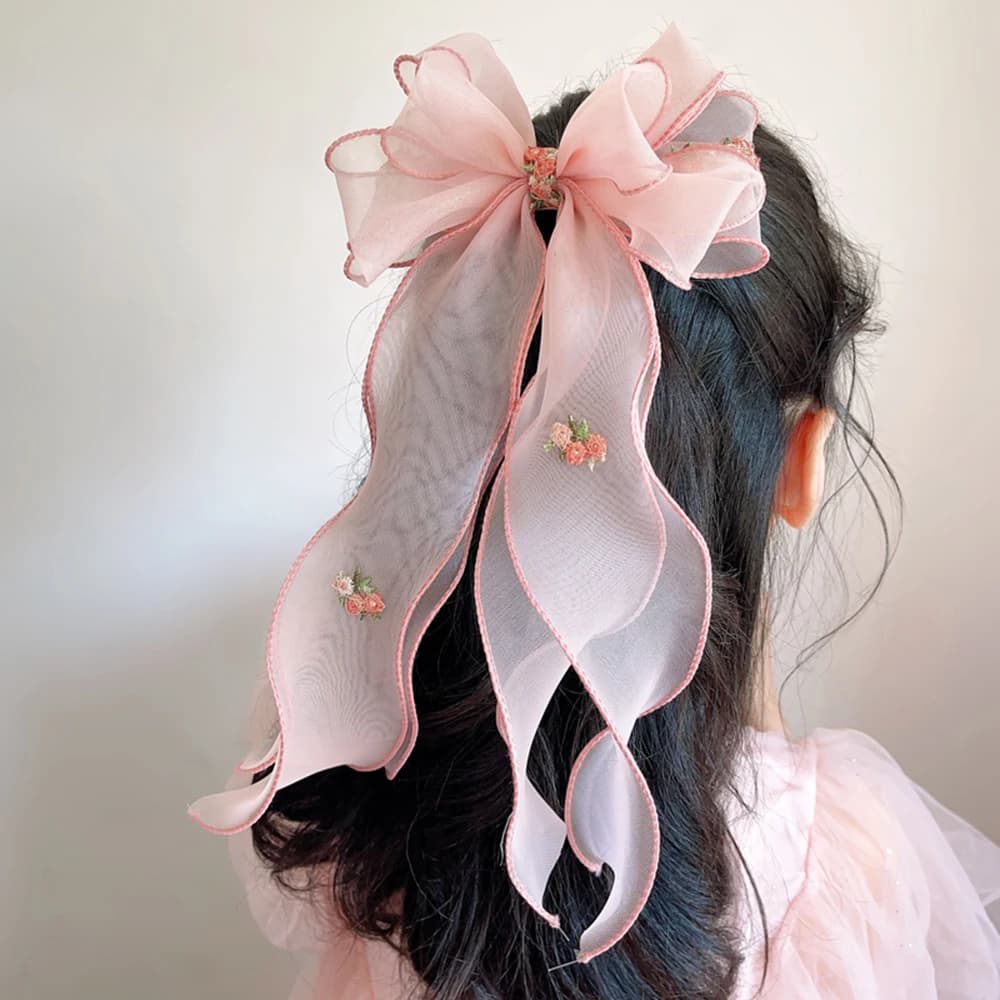 Épingle à cheveux tressée pour enfants coréens, accessoires pour cheveux floraux brodés, coiffure qu