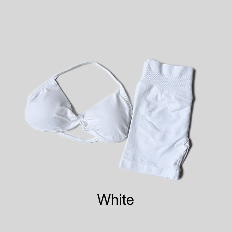 Ensemble de Yoga pour femmes, Fitness, gymnastique, couleur unie, taille haute, pêche, Legging court