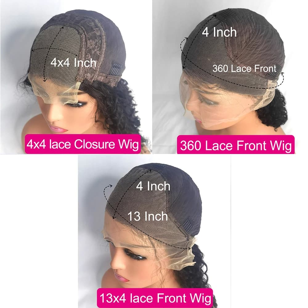 Perruque Full Lace Wig 360 naturelle bouclée, cheveux humains, Deep Water Wave, 13x4, 34 32 30 pouce