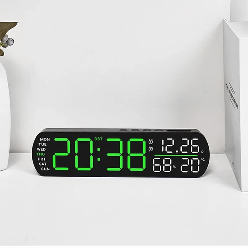 Réveil numérique LED 10 pouces température et humidité/double alarme/Date/semaine/DST horloge de Tab