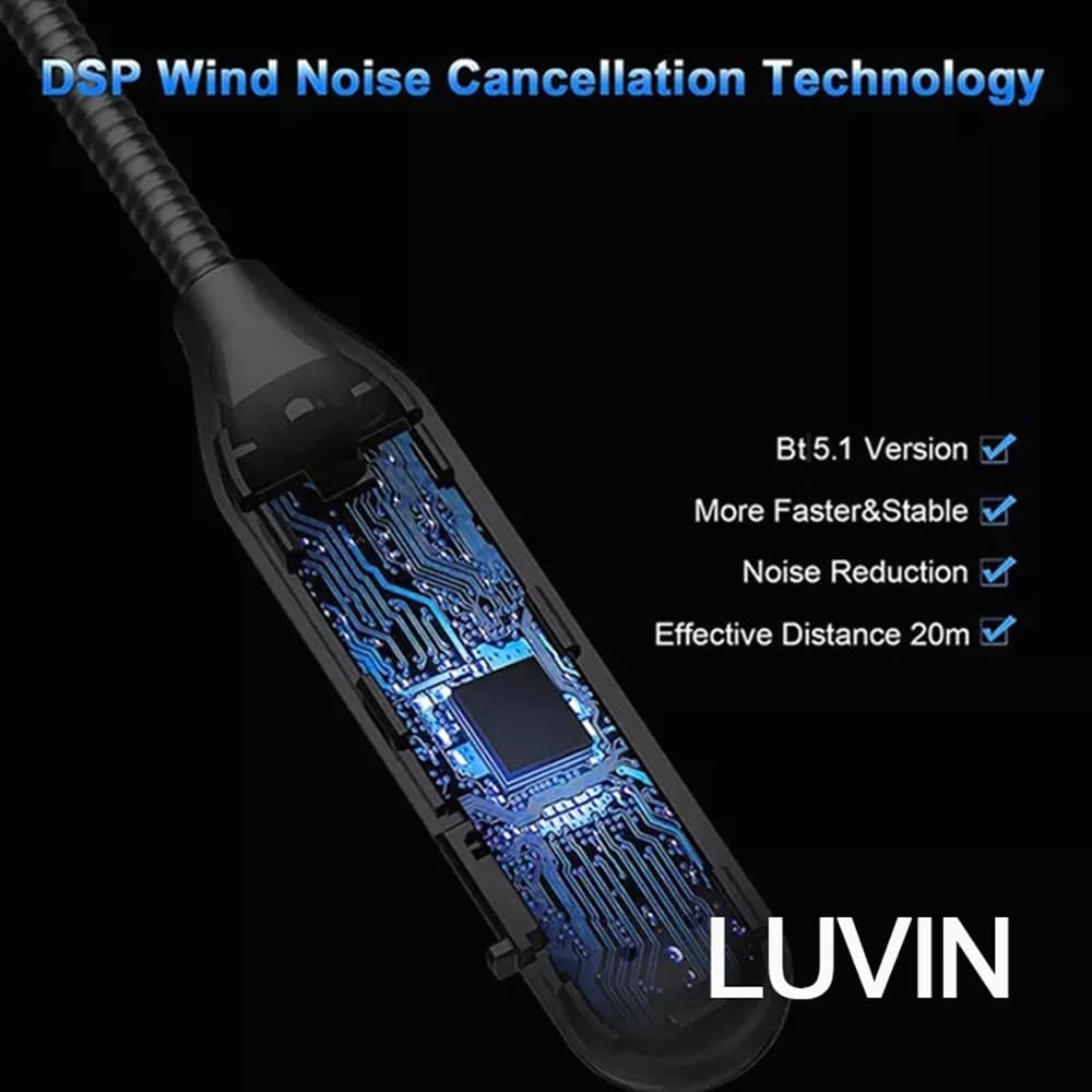 LUVIN l's-Casque de Moto Bluetooth Sans Fil, Oreillette Stéréo, Interphone Mains Libres, Batterie Lo