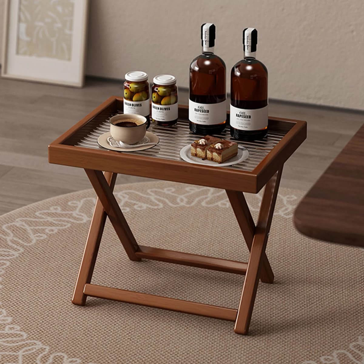 Table d'appoint pliante en bambou, Table de lit avec plateau TV Durable, petite Table d'appoint pour
