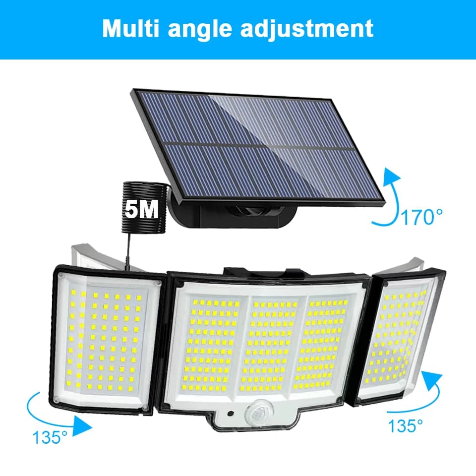 Applique Murale Solaire à 238/328 LED avec Détecteur de Mouvement, Imperméable Conforme à la Norme I