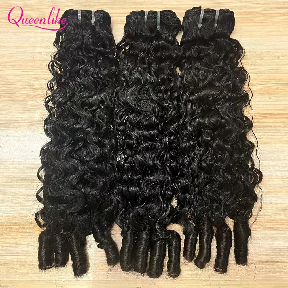 Queenlike birman bouclés cheveux humains crus paquets 15A Double dessiné 1/3/4 paquets Pixie bouclés
