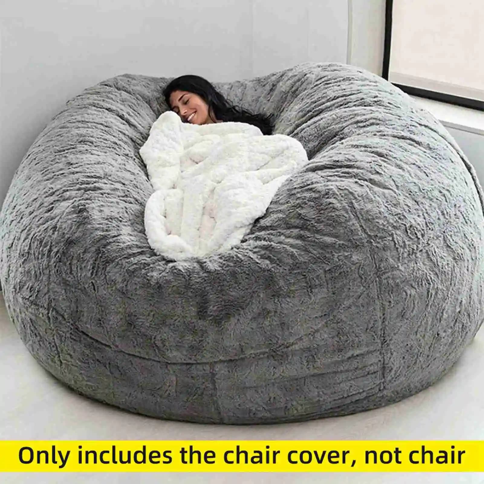 Pas de farci pouf gris chaise sacs de haricots géants Pouf canapé-lit bouffée Futon siège de chambre