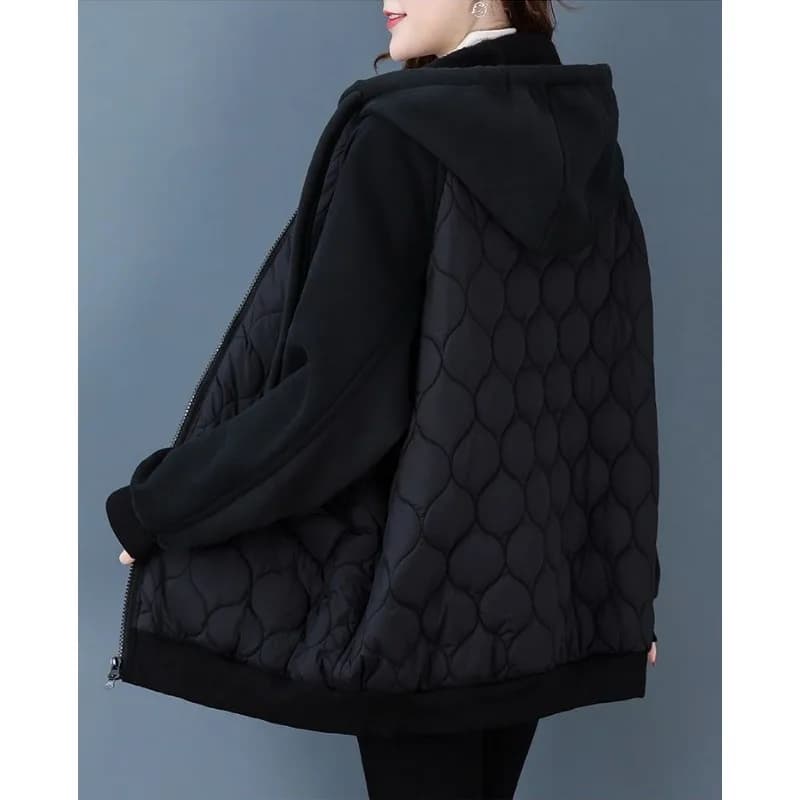 Parkas matelassés à capuche vintage pour femmes, veste matelassurera en coton patchwork, manteau gra